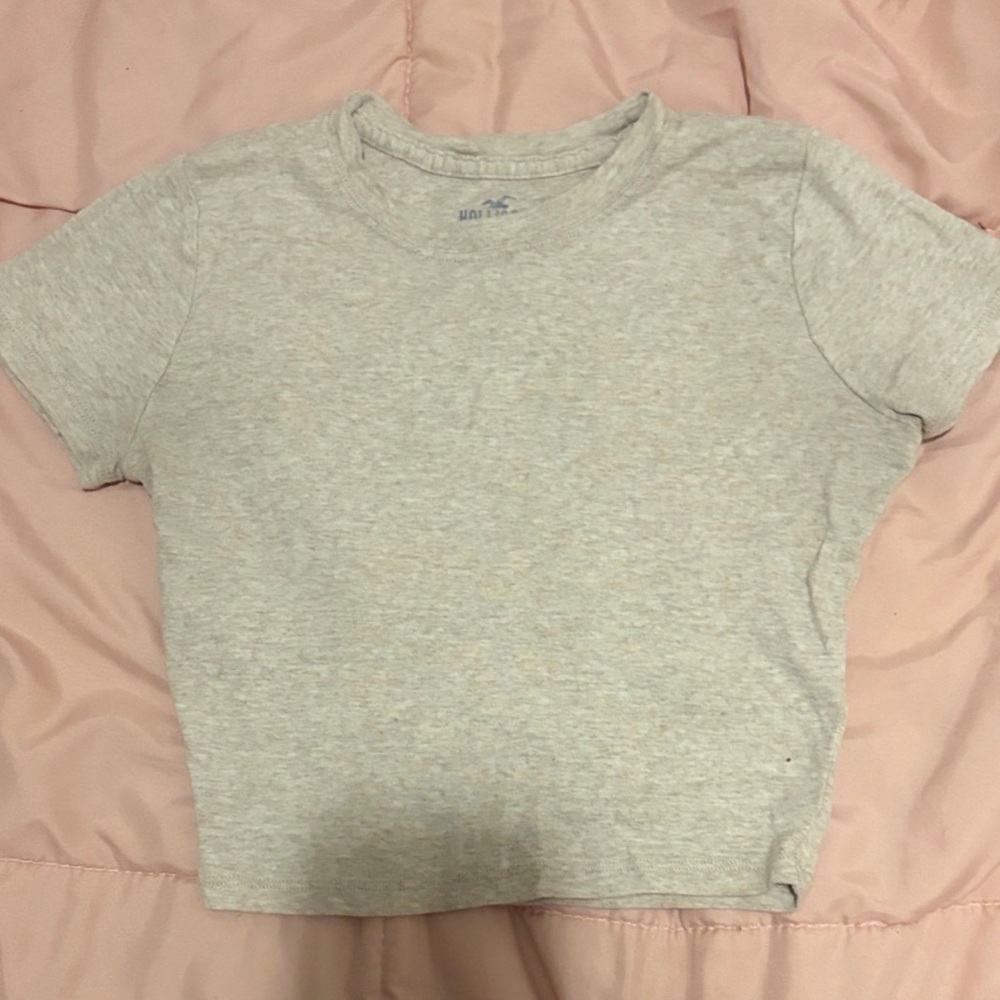 Hollister Basic Heather Gray Crop Tee